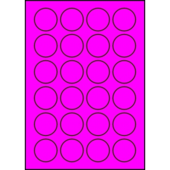 Etykiety A4 kolorowe Kółka Fi 40 mm – różowe